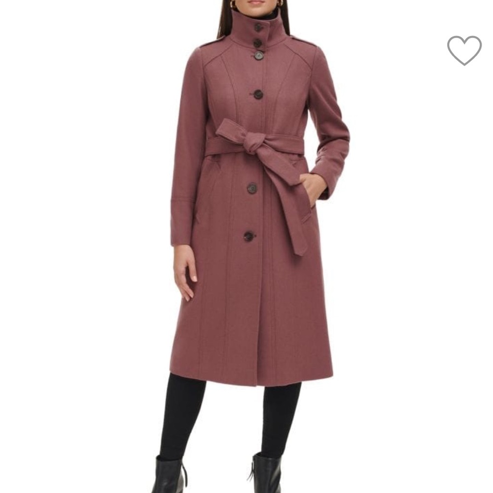 Kenneth Cole Mauve Belted Coat with Stand Up Collar - size XS